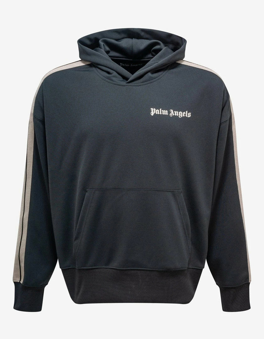 Best Sale 🧨 Palm Angels Dark Grey Classic Track Hoodie 🎁 3 Palm Angels Dark Grey Classic Track Hoodie
