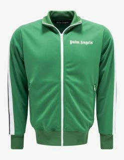 Palm Angels Green Track Jacket With Stripes