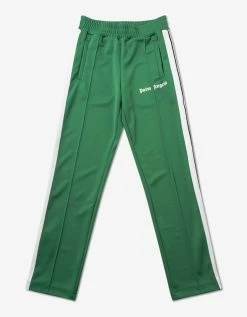 Palm Angels Green Track Pants With Stripes