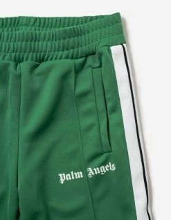 Palm Angels Green Track Pants With Stripes