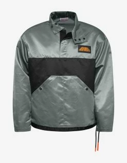 Palm Angels Grey Block Panel Rain Jacket