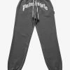 Palm Angels Grey Curved Logo Sweat Pants Clothing