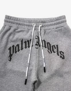 Palm Angels Grey Curved Logo Sweat Pants Clothing