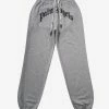 Palm Angels Grey Curved Logo Sweat Pants Clothing