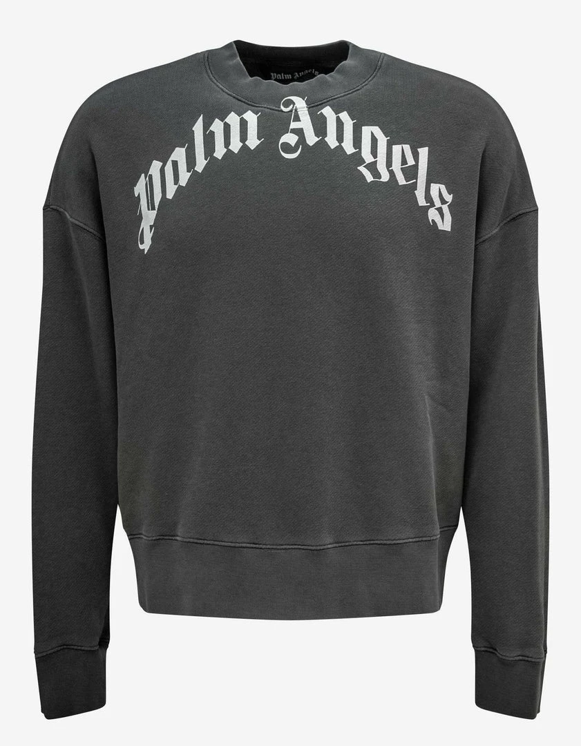 Best deal β¨ Palm Angels Grey Curved Logo Sweatshirt Clothing π 3 Palm Angels Grey Curved Logo Sweatshirt Clothing