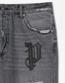 Palm Angels Clothing Grey Logo Patch Classic Jeans