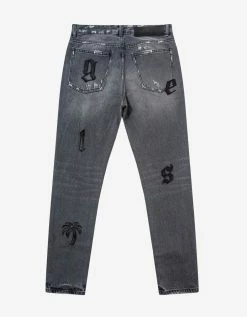 Palm Angels Clothing Grey Logo Patch Classic Jeans
