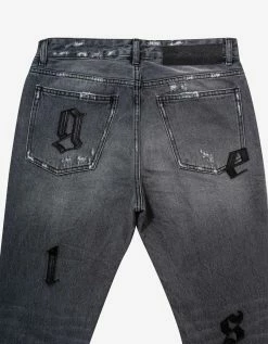 Palm Angels Clothing Grey Logo Patch Classic Jeans