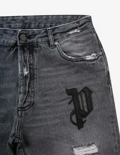 Palm Angels Clothing Grey Logo Patch Classic Jeans