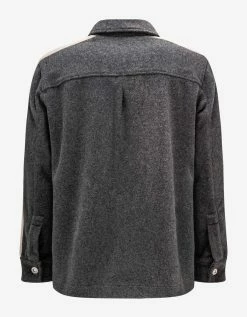 Palm Angels Grey Wool-Blend Shirt With Stripes Shirts