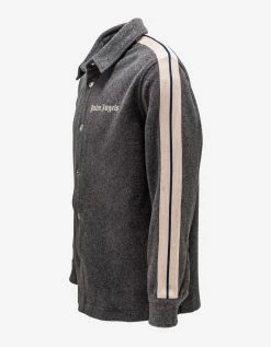 Palm Angels Grey Wool-Blend Shirt With Stripes Shirts