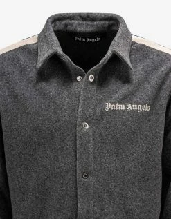 Palm Angels Grey Wool-Blend Shirt With Stripes Shirts