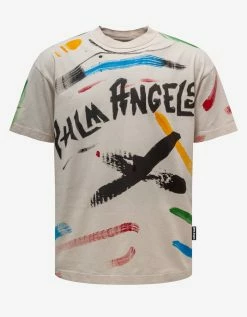 Palm Angels Off White Brush Strokes Print T-Shirt