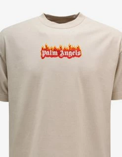 New 🧨 Palm Angels Off White Garment Dye Burning Logo T-Shirt 🤩 8 Palm Angels Off White Garment Dye Burning Logo T-Shirt