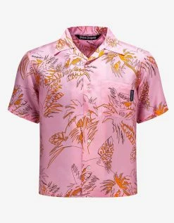 Palm Angels Pink Abstract Palms Bowling Shirt Clothing