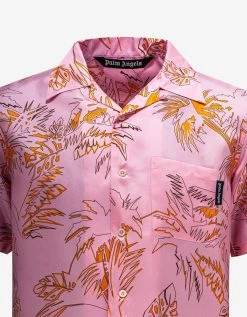 Palm Angels Pink Abstract Palms Bowling Shirt Clothing