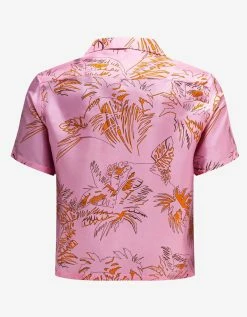 Palm Angels Pink Abstract Palms Bowling Shirt Clothing
