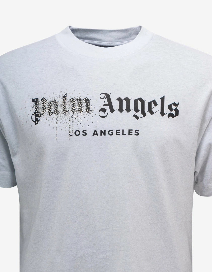 Cheapest ๐ Palm Angels White Rhinestone Sprayed Logo T-Shirt Clothing ๐คฉ 5 Palm Angels White Rhinestone Sprayed Logo T-Shirt Clothing