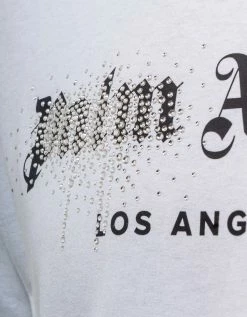 Cheapest ๐ Palm Angels White Rhinestone Sprayed Logo T-Shirt Clothing ๐คฉ 10 Palm Angels White Rhinestone Sprayed Logo T-Shirt Clothing