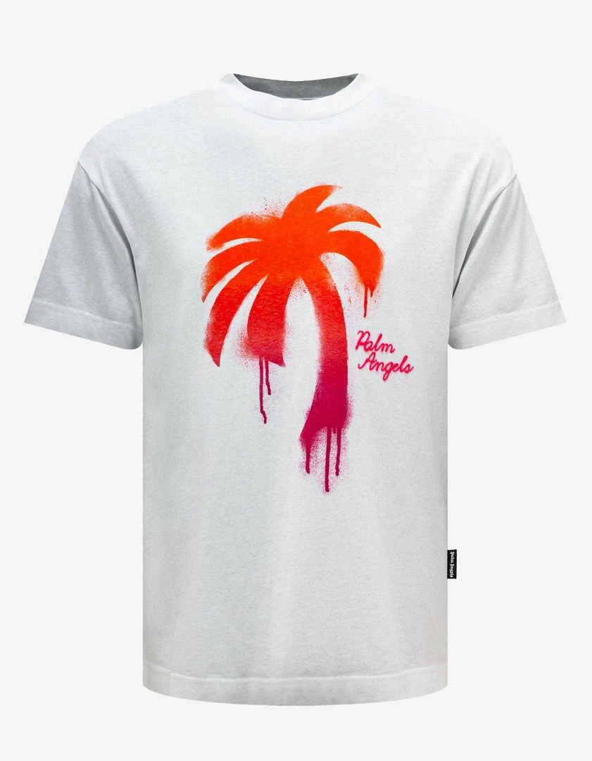 New โค๏ธ Palm Angels White Sprayed Palm Classic T-Shirt Clothing ๐ 3 Palm Angels White Sprayed Palm Classic T-Shirt Clothing