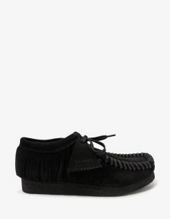 Palm Angels X Clarks Black Suede Fringed Wallabee Shoes