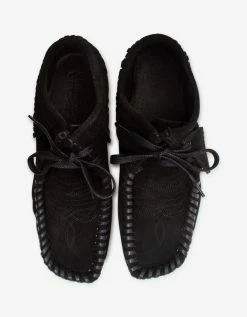 Palm Angels X Clarks Black Suede Fringed Wallabee Shoes