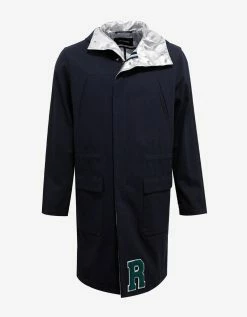 Raf Simons Navy Blue Parka With Silver Interior