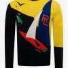 Ralph Lauren Purple Label Blue And Yellow Nautical Graphic Sweater