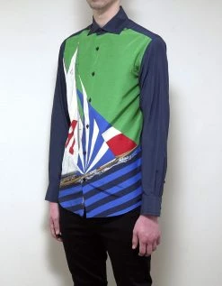 Ralph Lauren Purple Label Nautical Print Silk-Blend Shirt