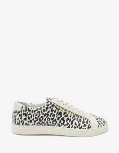 Saint Laurent Andy Babycat Print Leather Trainers