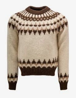 Saint Laurent Clothing Beige Fair Isle Wool & Mohair Sweater