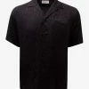 Saint Laurent Clothing Black Camo Jacquard Silk Shirt