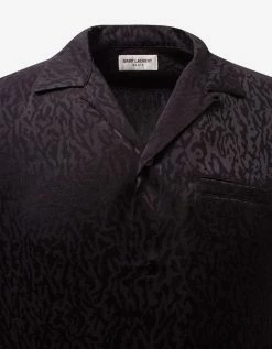 Saint Laurent Clothing Black Camo Jacquard Silk Shirt