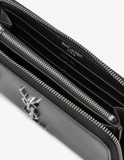 Saint Laurent Black Cassandre Zip Long Wallet