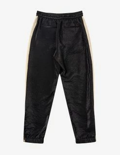 Saint Laurent Black Crinkle-Effect Monogram Sweat Pants