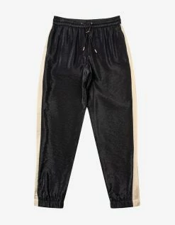 Saint Laurent Black Crinkle-Effect Monogram Sweat Pants