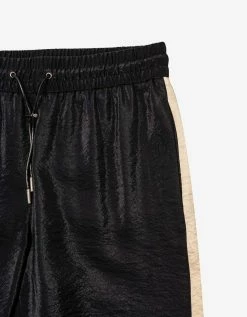 Saint Laurent Black Crinkle-Effect Monogram Sweat Pants