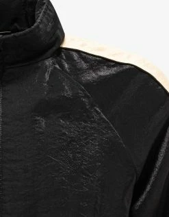 Saint Laurent Black Crinkle-Effect Monogram Teddy Jacket Clothing