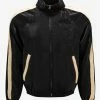 Saint Laurent Black Crinkle-Effect Monogram Teddy Jacket Clothing