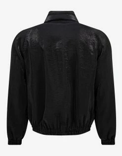 Saint Laurent Black Crinkle-Effect Monogram Teddy Jacket Clothing