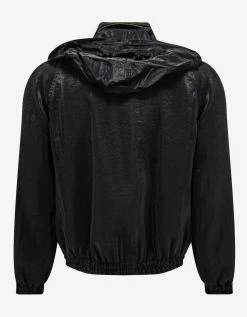 Saint Laurent Black Crinkle-Effect Monogram Teddy Jacket Clothing