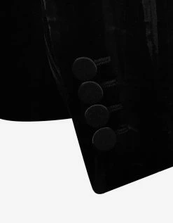 Saint Laurent Clothing Black Crinkled Velvet Blazer