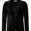 Saint Laurent Clothing Black Crinkled Velvet Blazer