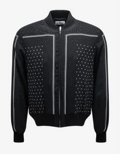 Saint Laurent Clothing Black Dot Print Silk Teddy Jacket