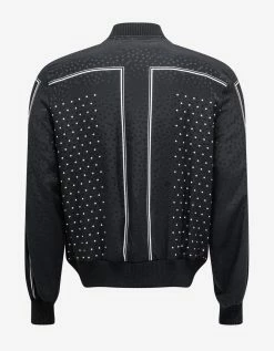Saint Laurent Clothing Black Dot Print Silk Teddy Jacket