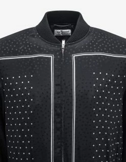 Saint Laurent Clothing Black Dot Print Silk Teddy Jacket