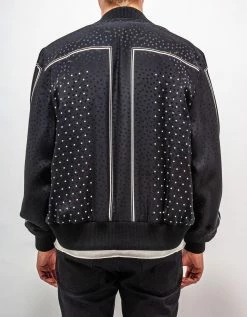 Saint Laurent Clothing Black Dot Print Silk Teddy Jacket