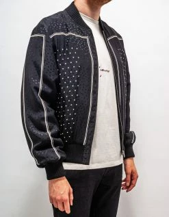 Saint Laurent Clothing Black Dot Print Silk Teddy Jacket