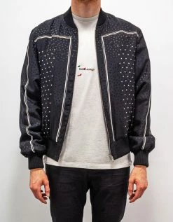 Saint Laurent Clothing Black Dot Print Silk Teddy Jacket