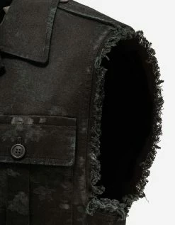 Saint Laurent Black Floral Sleeveless Jacket